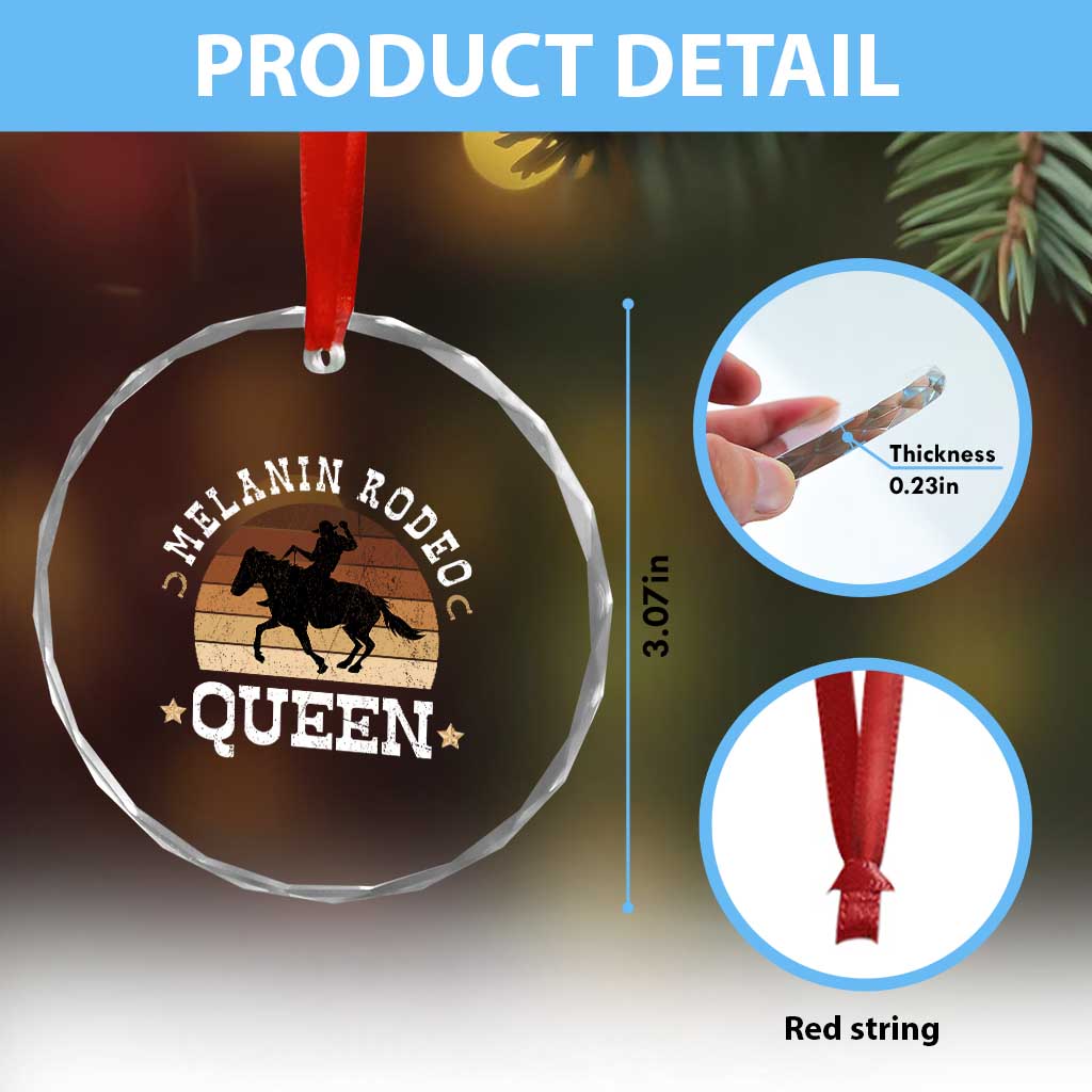 Melanin Rodeo Queen Crystal Glass Ornament Cowgirl Riding Horse African American Cowgirls Retro TS02 Print Your Wear