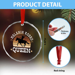 Melanin Rodeo Queen Crystal Glass Ornament Cowgirl Riding Horse African American Cowgirls Retro - Print Your Wear