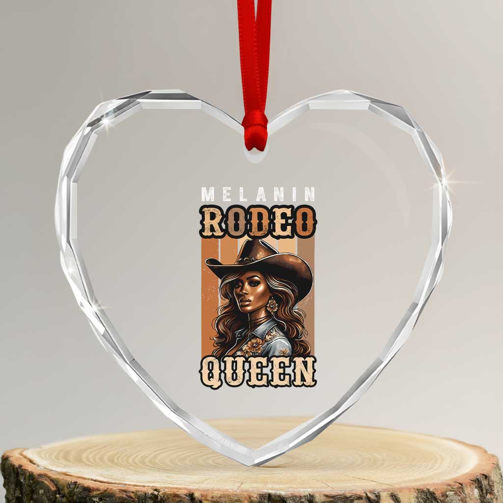 Melanin Rodeo Queen Heart Crystal Glass Ornament African American Melanin Black Cowgirl TS11 Transparent Glass 3'' Heart Print Your Wear