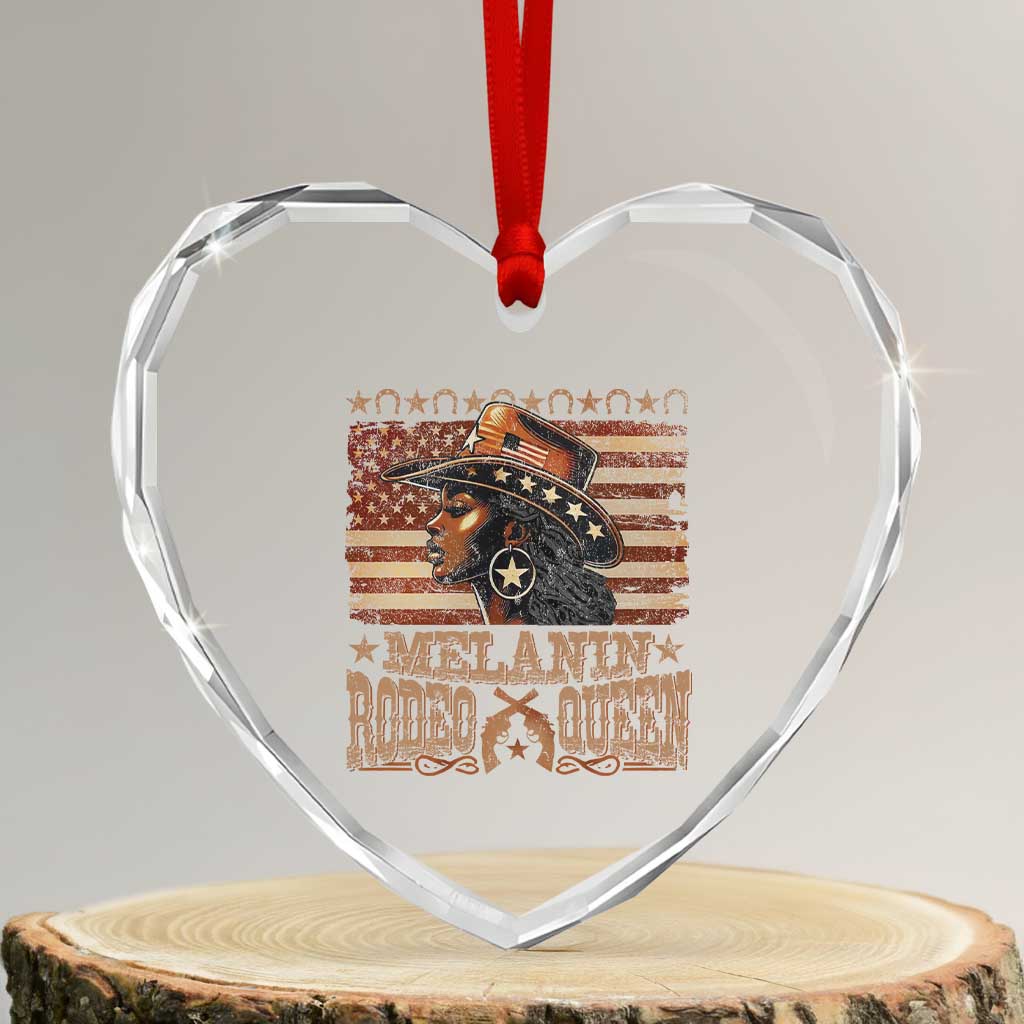 Melanin Rodeo Queen Heart Crystal Glass Ornament Black Cowgirl Vintage American Flag TS11 Transparent Glass 3'' Heart Print Your Wear
