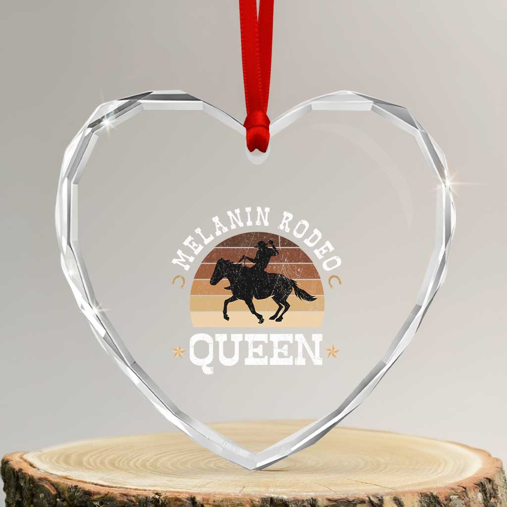 Melanin Rodeo Queen Heart Crystal Glass Ornament Cowgirl Riding Horse African American Cowgirls Retro TS02 Transparent Glass 3'' Heart Print Your Wear