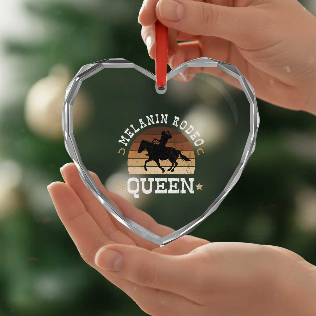 Melanin Rodeo Queen Heart Crystal Glass Ornament Cowgirl Riding Horse African American Cowgirls Retro TS02 Print Your Wear