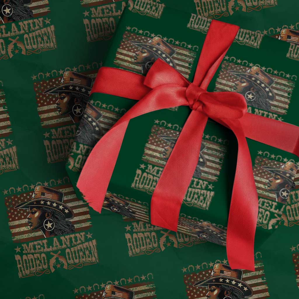 Melanin Rodeo Queen Wrapping Paper Roll Black Cowgirl Vintage American Flag TS11 Green Print Your Wear