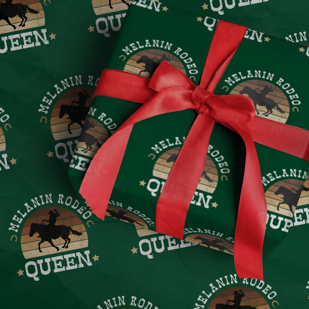 Melanin Rodeo Queen Wrapping Paper Roll Cowgirl Riding Horse African American Cowgirls Retro TS02 Green Print Your Wear