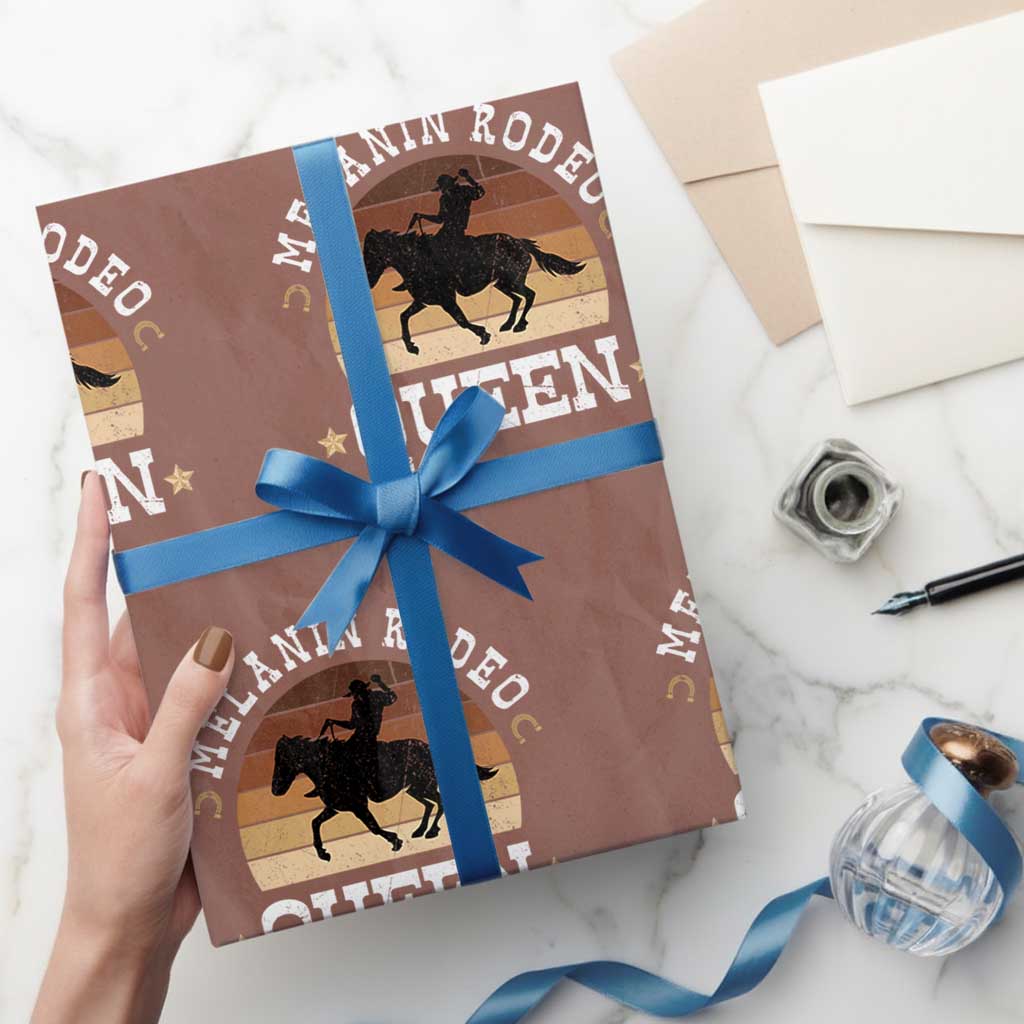 Melanin Rodeo Queen Wrapping Paper Roll Cowgirl Riding Horse African American Cowgirls Retro TS02 Mocha Print Your Wear