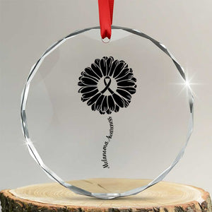Melanoma Awareness Black Ribbon Flower Crystal Glass Ornament Skin Cancer Fighter Gift TS12 Transparent Glass 3'' Circle Print Your Wear