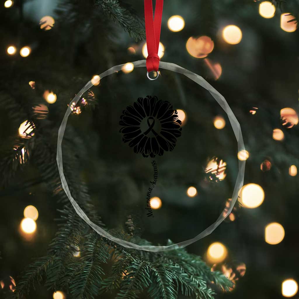 Melanoma Awareness Black Ribbon Flower Crystal Glass Ornament Skin Cancer Fighter Gift TS12 Print Your Wear