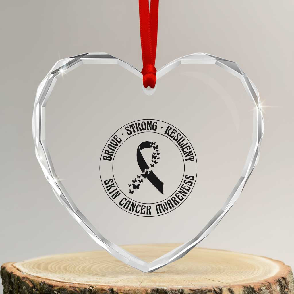 Melanoma Awareness Heart Crystal Glass Ornament Brave Strong Resilient Warrior TS12 Transparent Glass 3'' Heart Print Your Wear