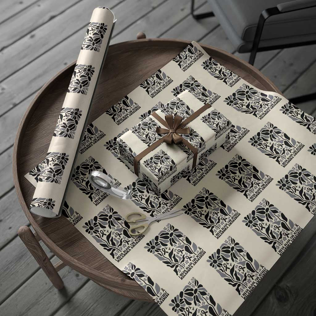 Melanoma Awareness Wrapping Paper Roll I Wear Black For Myself Skin Cancer Survivor TS12 Beige Print Your Wear