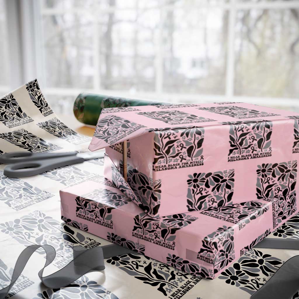 Melanoma Awareness Wrapping Paper Roll I Wear Black For Myself Skin Cancer Survivor TS12 Light Pink Print Your Wear