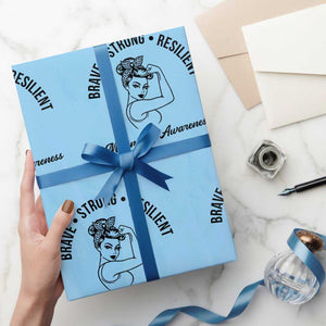 Melanoma Awareness Strong Woman Wrapping Paper Roll Brave Strong Resilient Warrior TS12 Light Blue Print Your Wear