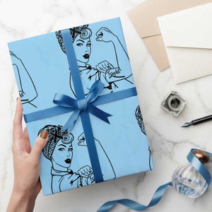 Melanoma Awareness Strong Woman Wrapping Paper Roll Feminist Warrior TS12 Light Blue Print Your Wear