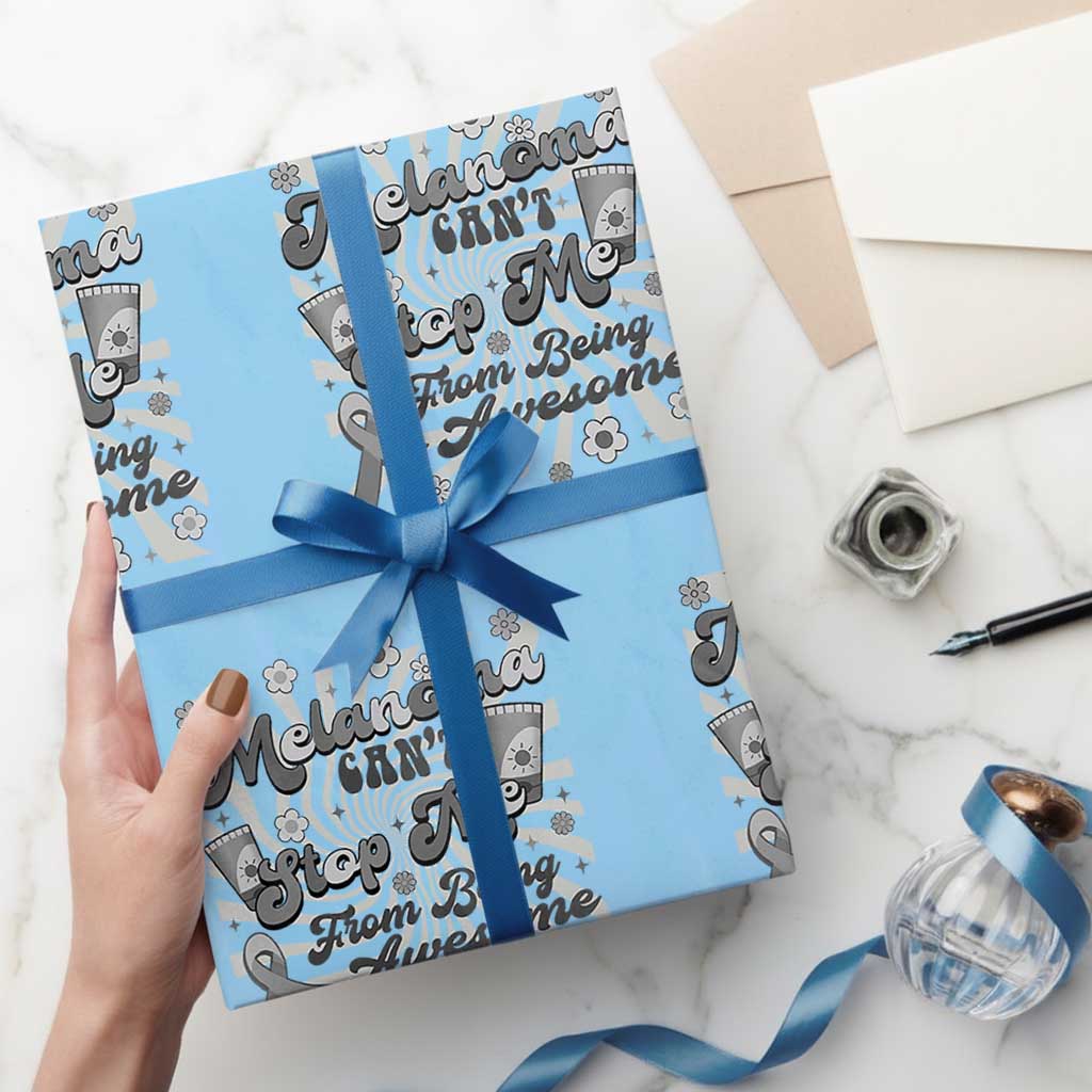 Melanoma Awareness Support Squad Wrapping Paper Roll Melanoma Can't Stop Me TS12 Light Blue Print Your Wear