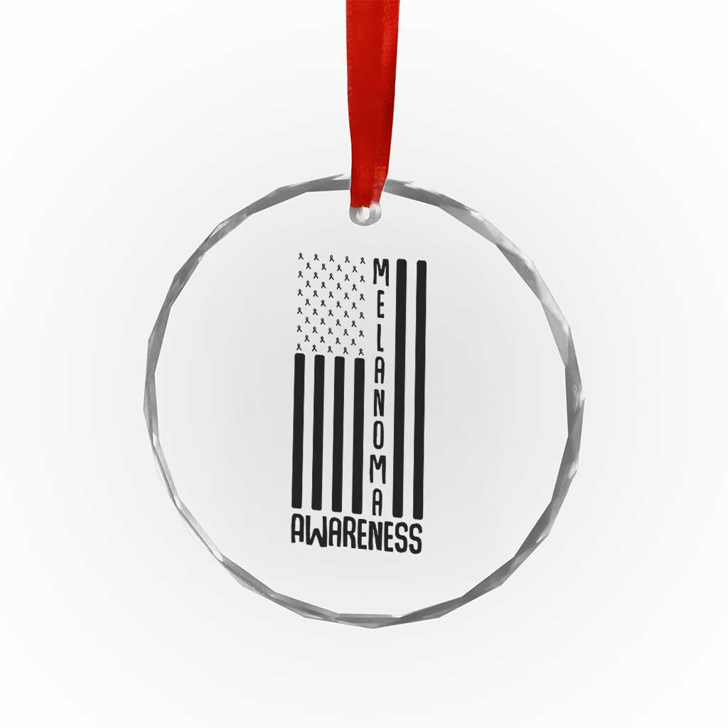 Melanoma Awareness USA Flag Crystal Glass Ornament Patriotic Cancer Warrior TS12 Print Your Wear