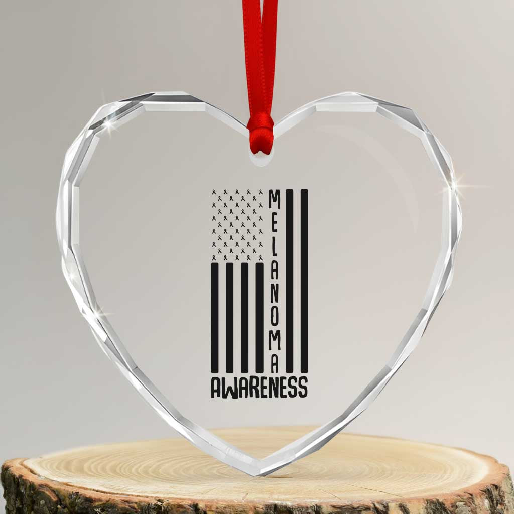 Melanoma Awareness USA Flag Heart Crystal Glass Ornament Patriotic Cancer Warrior TS12 Transparent Glass 3'' Heart Print Your Wear