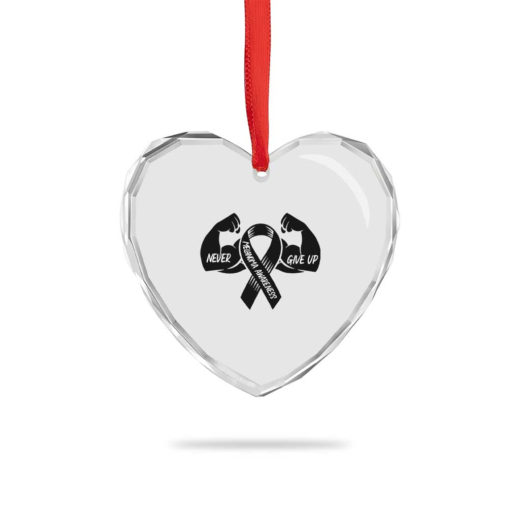 Melanoma Awareness Warrior Heart Crystal Glass Ornament Never Give Up TS12 Print Your Wear