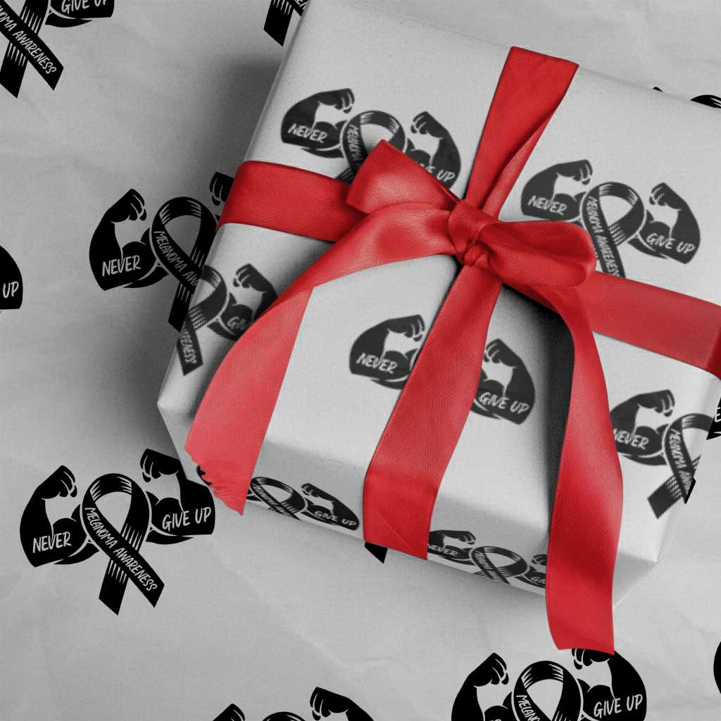Melanoma Awareness Warrior Wrapping Paper Roll Never Give Up TS12 White Print Your Wear
