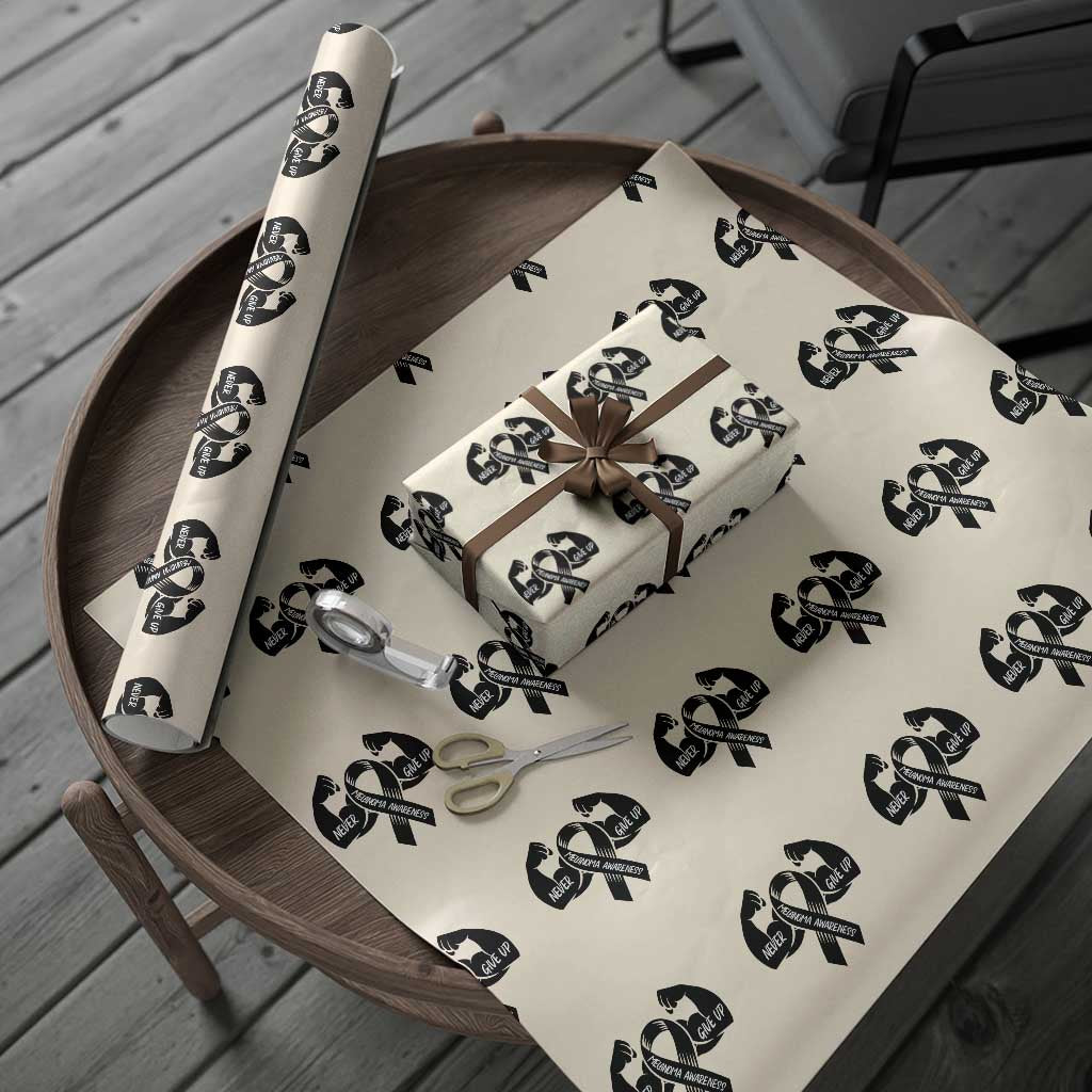 Melanoma Awareness Warrior Wrapping Paper Roll Never Give Up TS12 Beige Print Your Wear