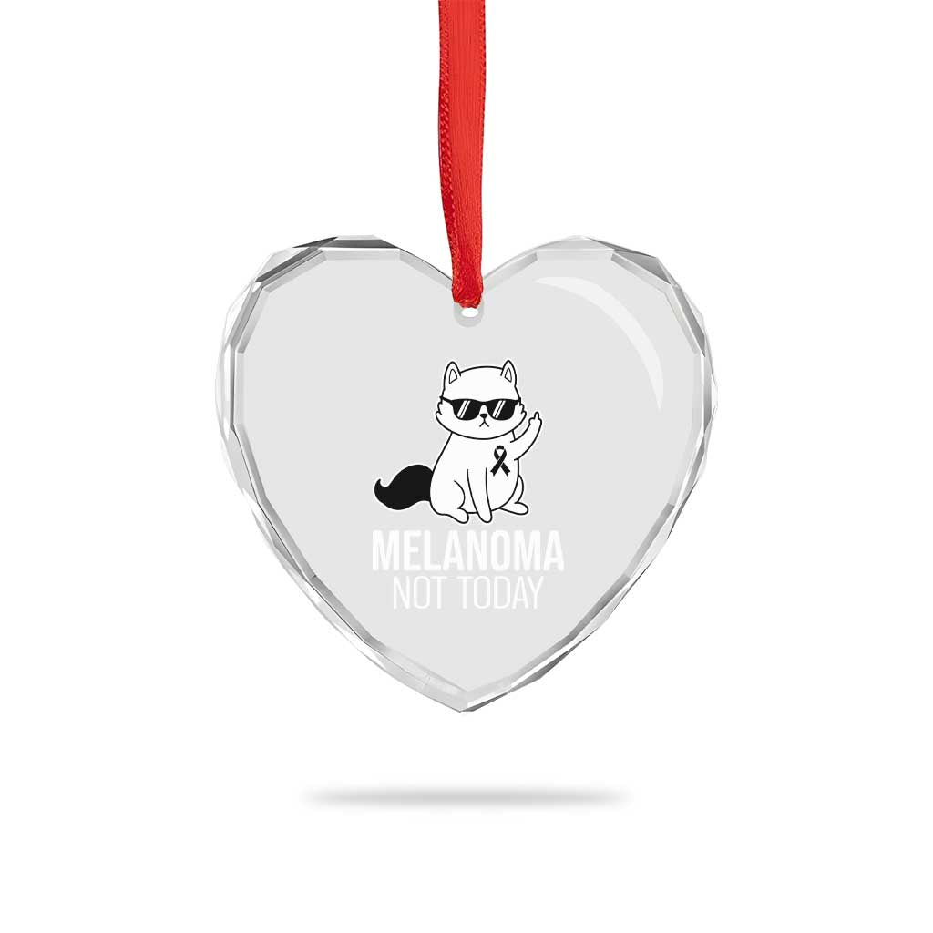 Melanoma Fighter Cat Heart Crystal Glass Ornament Not Today Skin Cancer Awareness TS12 Print Your Wear