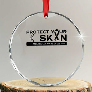 Melanoma Prevention Awareness Crystal Glass Ornament Protect Your Skin TS12 Transparent Glass 3'' Circle Print Your Wear