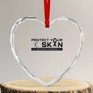 Melanoma Prevention Awareness Heart Crystal Glass Ornament Protect Your Skin TS12 Transparent Glass 3'' Heart Print Your Wear