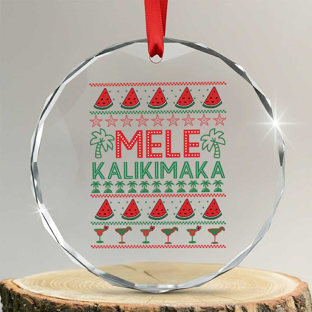 Mele Kalikimaka Crystal Glass Ornament Hawaiian Ugly Christmas Sweater TS12 Transparent Glass 3'' Circle Print Your Wear