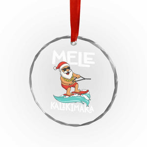 Mele Kalikimaka Crystal Glass Ornament Santa Water Skiing Summer Beach Hawaiian Christmas In July TS10 Print Your Wear