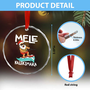 Mele Kalikimaka Crystal Glass Ornament Santa Water Skiing Summer Beach Hawaiian Christmas In July TS10 Print Your Wear