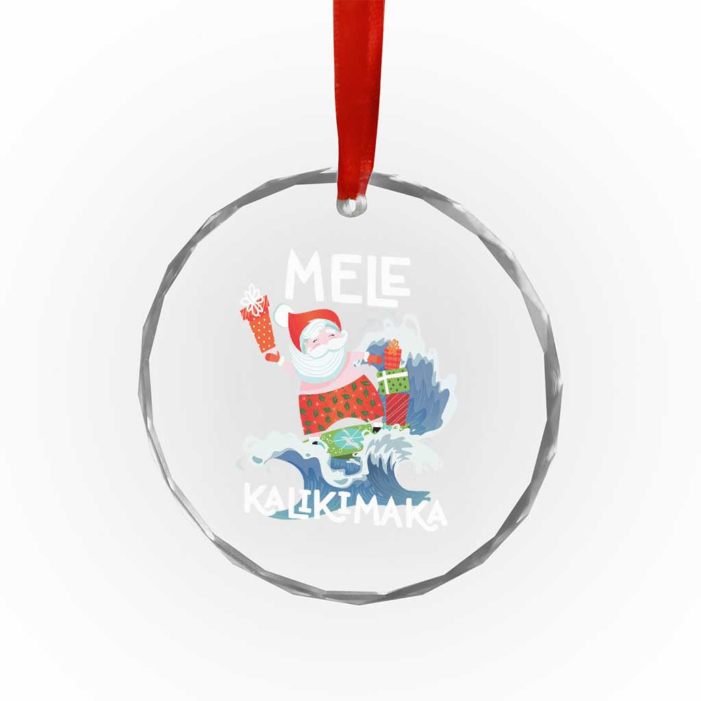 Mele Kalikimaka Crystal Glass Ornament Surfing Cute Santa Hawaiian Christmas TS09 Print Your Wear