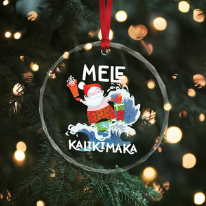 Mele Kalikimaka Crystal Glass Ornament Surfing Cute Santa Hawaiian Christmas TS09 Print Your Wear