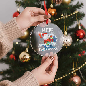 Mele Kalikimaka Crystal Glass Ornament Surfing Cute Santa Hawaiian Christmas TS09 Print Your Wear