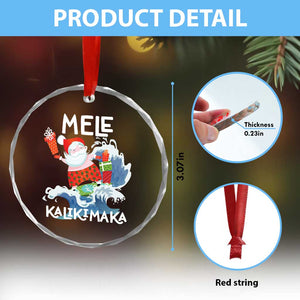 Mele Kalikimaka Crystal Glass Ornament Surfing Cute Santa Hawaiian Christmas TS09 Print Your Wear