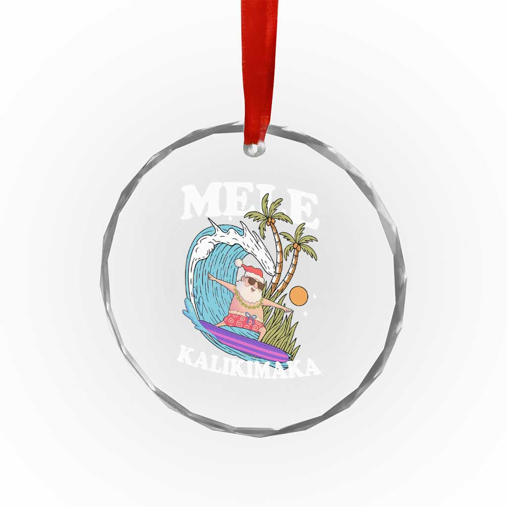 Mele Kalikimaka Hawaii Christmas Surfing Santa Crystal Glass Ornament Summer Beach Hawaii Xmas In July TS10 Print Your Wear