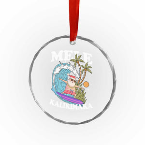 Mele Kalikimaka Hawaii Christmas Surfing Santa Crystal Glass Ornament Summer Beach Hawaii Xmas In July TS10 Print Your Wear