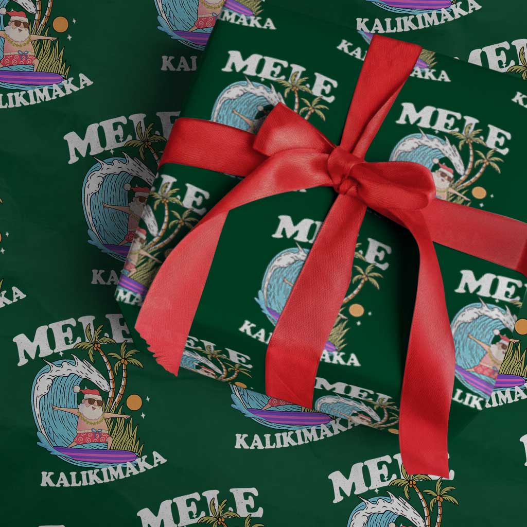 Mele Kalikimaka Hawaii Xmas Surfing Santa Wrapping Paper Roll Summer Beach Hawaii Xmas In July TS10 Green Print Your Wear