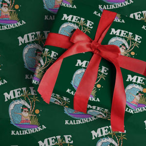 Mele Kalikimaka Hawaii Xmas Surfing Santa Wrapping Paper Roll Summer Beach Hawaii Xmas In July TS10 Green Print Your Wear