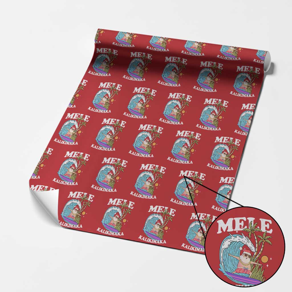 Mele Kalikimaka Hawaii Xmas Surfing Santa Wrapping Paper Roll Summer Beach Hawaii Xmas In July TS10 Red Print Your Wear