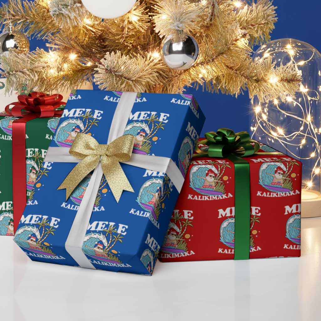 Mele Kalikimaka Hawaii Xmas Surfing Santa Wrapping Paper Roll Summer Beach Hawaii Xmas In July TS10 Print Your Wear