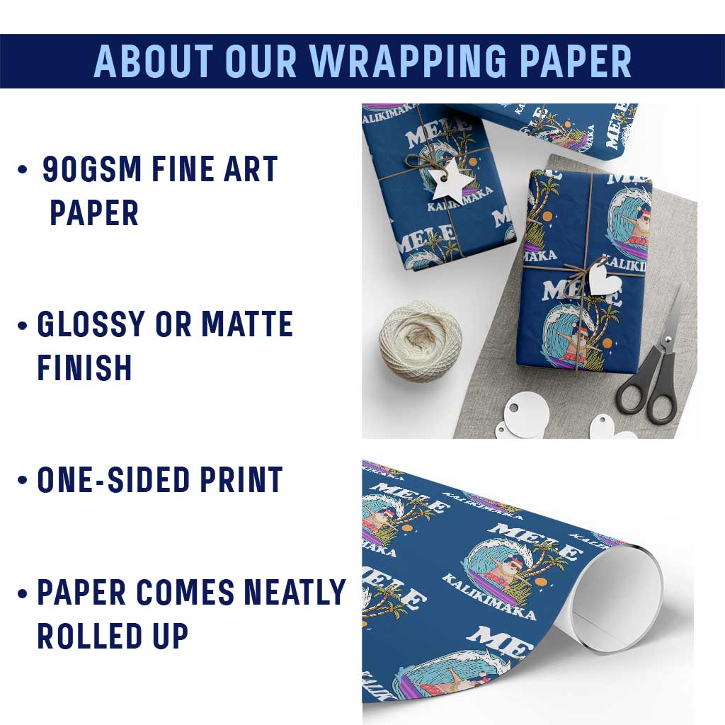 Mele Kalikimaka Hawaii Xmas Surfing Santa Wrapping Paper Roll Summer Beach Hawaii Xmas In July TS10 Print Your Wear