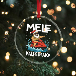 Mele Kalikimaka Hawaiian Christmas Crystal Glass Ornament Funny Santa Jet Ski Summer Beach Xmas In July TS10 Print Your Wear
