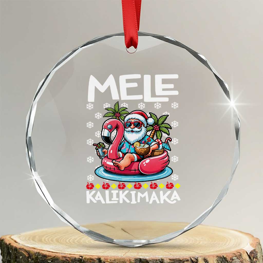 Mele Kalikimaka Hawaiian Christmas In July Hawaii Santa Crystal Glass Ornament Palm Tree Beach Tropical Xmas Gift Family Holiday TS10 Transparent Glass 3'' Circle Print Your Wear