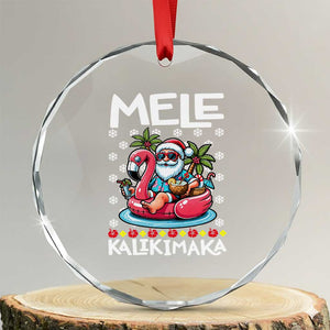 Mele Kalikimaka Hawaiian Christmas In July Hawaii Santa Crystal Glass Ornament Palm Tree Beach Tropical Xmas Gift Family Holiday TS10 Transparent Glass 3'' Circle Print Your Wear