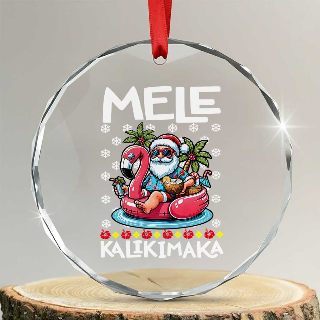 Mele Kalikimaka Hawaiian Christmas In July Hawaii Santa Crystal Glass Ornament Palm Tree Beach Tropical Xmas Gift Family Holiday TS10 Transparent Glass 3'' Circle Print Your Wear