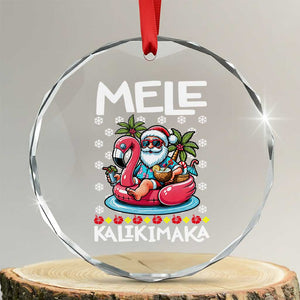 Mele Kalikimaka Hawaiian Christmas In July Hawaii Santa Crystal Glass Ornament Palm Tree Beach Tropical Xmas Gift Family Holiday TS10 Transparent Glass 3'' Circle Print Your Wear