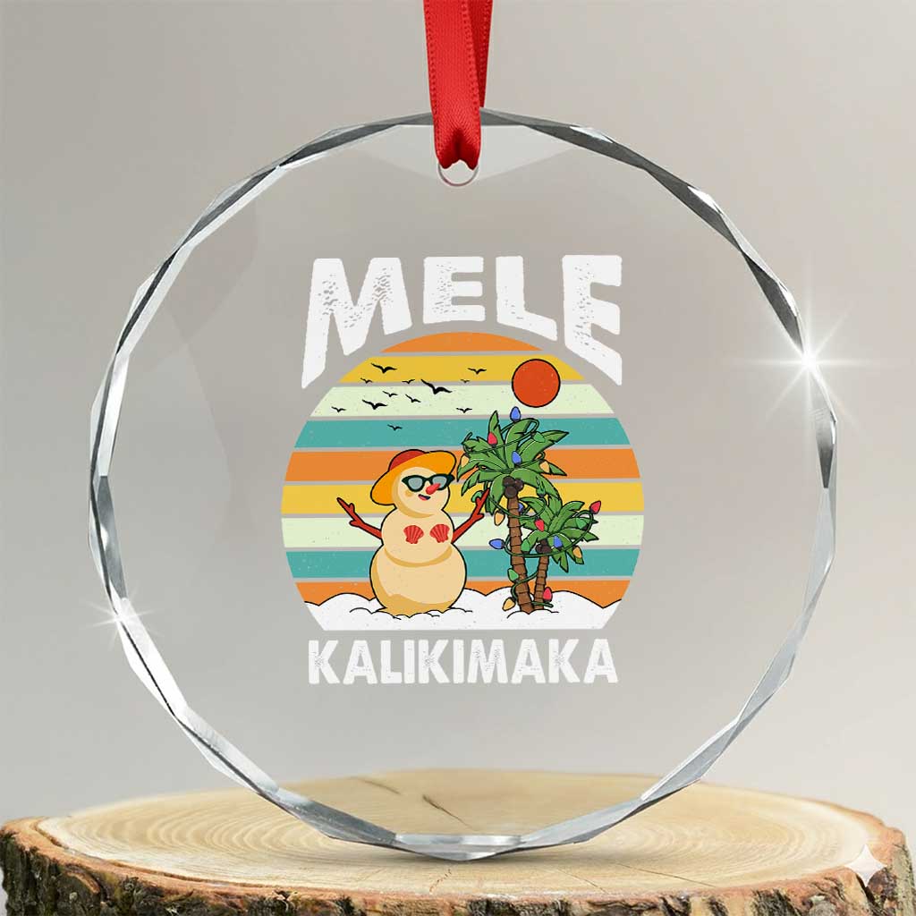 Mele Kalikimaka Hawaiian Crystal Glass Ornament Beach Hawaii Xmas In July Tropical TS10 Transparent Glass 3'' Circle Print Your Wear