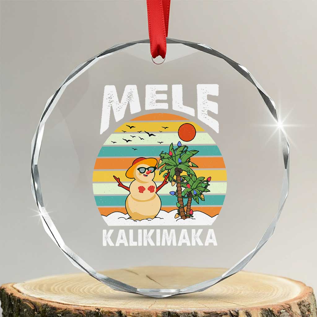 Mele Kalikimaka Hawaiian Crystal Glass Ornament Beach Hawaii Xmas In July Tropical TS10 Transparent Glass 3'' Circle Print Your Wear