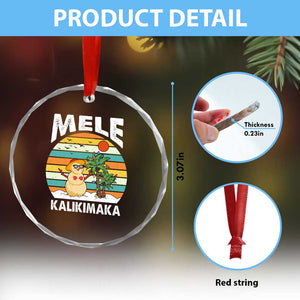 Mele Kalikimaka Hawaiian Crystal Glass Ornament Beach Hawaii Xmas In July Tropical TS10 Print Your Wear