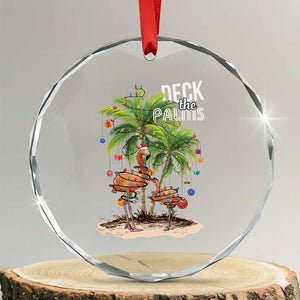 Mele Kalikimaka Hawaiian Xmas Crystal Glass Ornament Deck The Palms Holiday Flamingo Beach Family Vacation In Hawaii TS10 Transparent Glass 3'' Circle Print Your Wear
