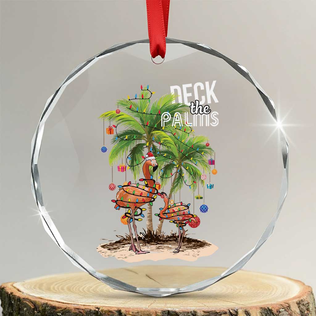 Mele Kalikimaka Hawaiian Xmas Crystal Glass Ornament Deck The Palms Holiday Flamingo Beach Family Vacation In Hawaii TS10 Transparent Glass 3'' Circle Print Your Wear