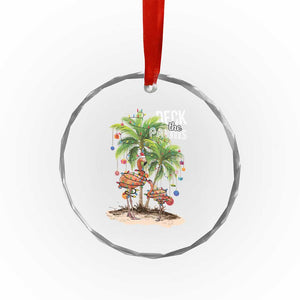 Mele Kalikimaka Hawaiian Xmas Crystal Glass Ornament Deck The Palms Holiday Flamingo Beach Family Vacation In Hawaii TS10 Print Your Wear